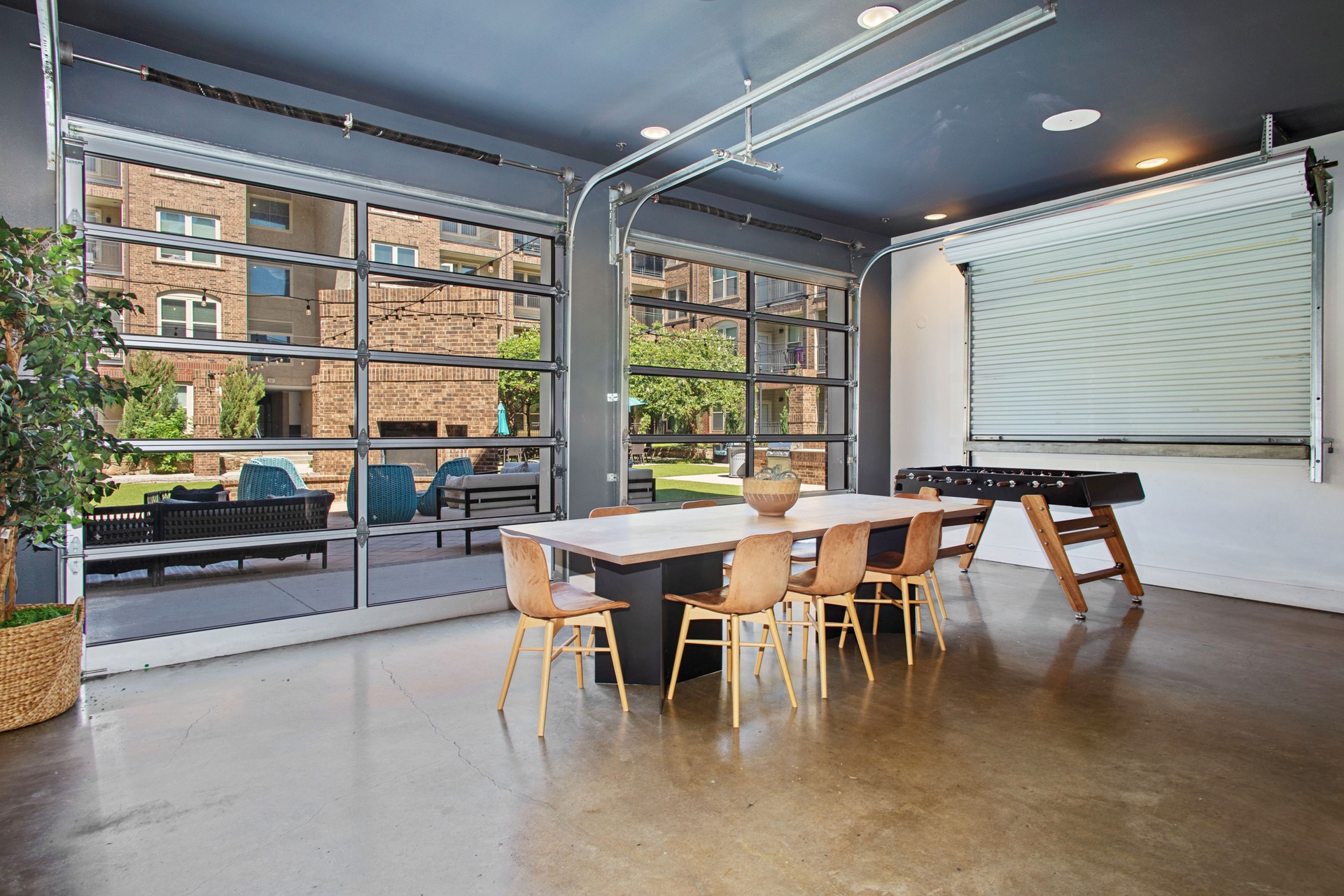 interior resident gaming lounge with pool table and seating